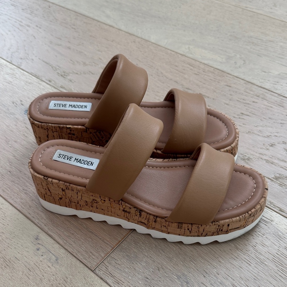 Steve Madden Brown Cork Platform Sandals
